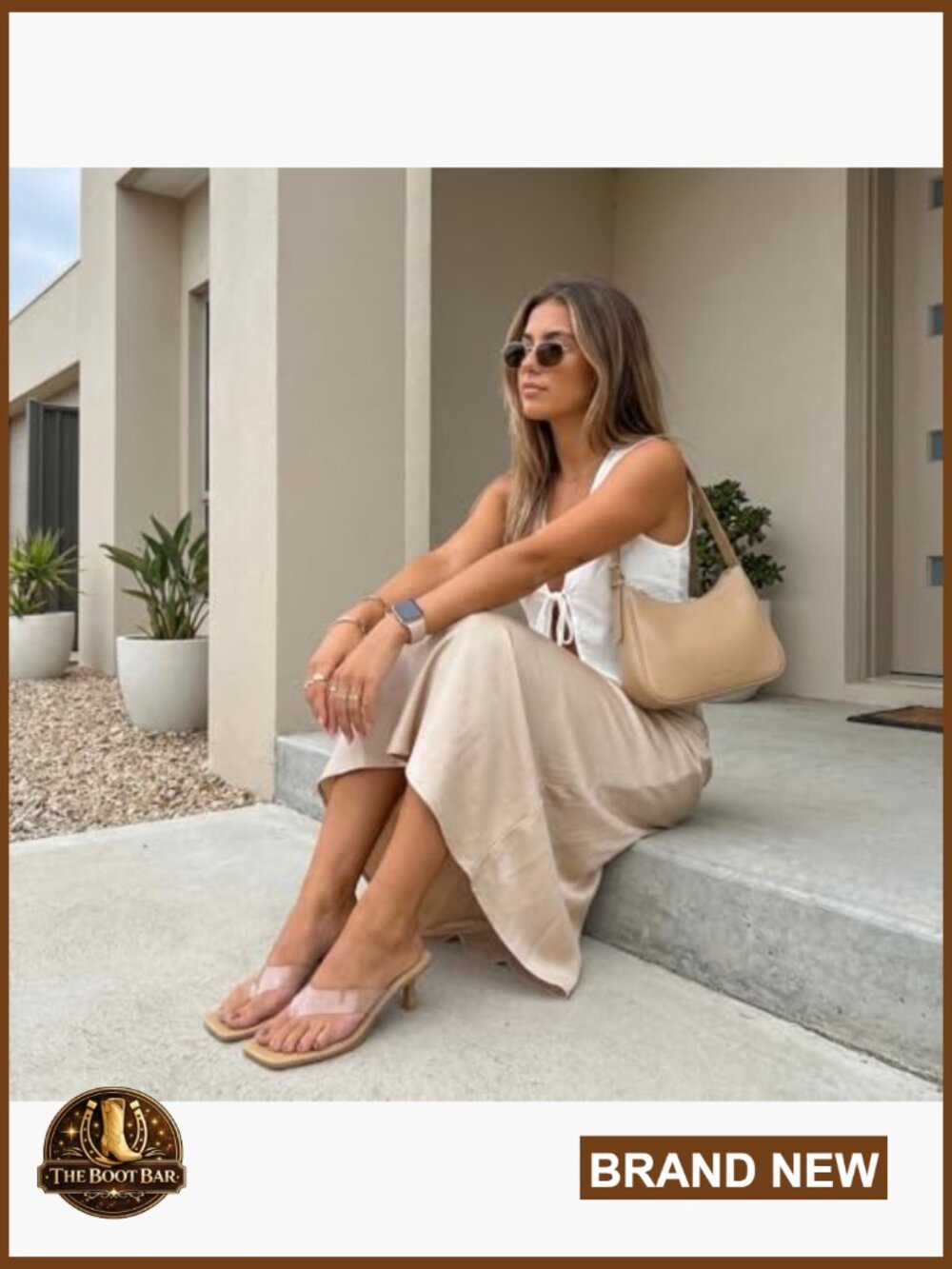 Square Toe Kitten Heel Sandals with Memory Foam Comfort - Picture 5 of 7